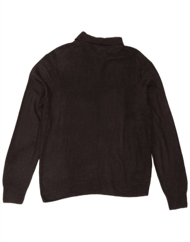 Dockers Herre Polo Neck Jumper Sweater Stor Sort Akryl