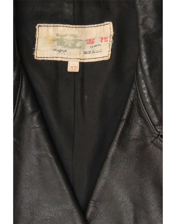 Cappotto in pelle vintage da donna IT 52 2XL Nero