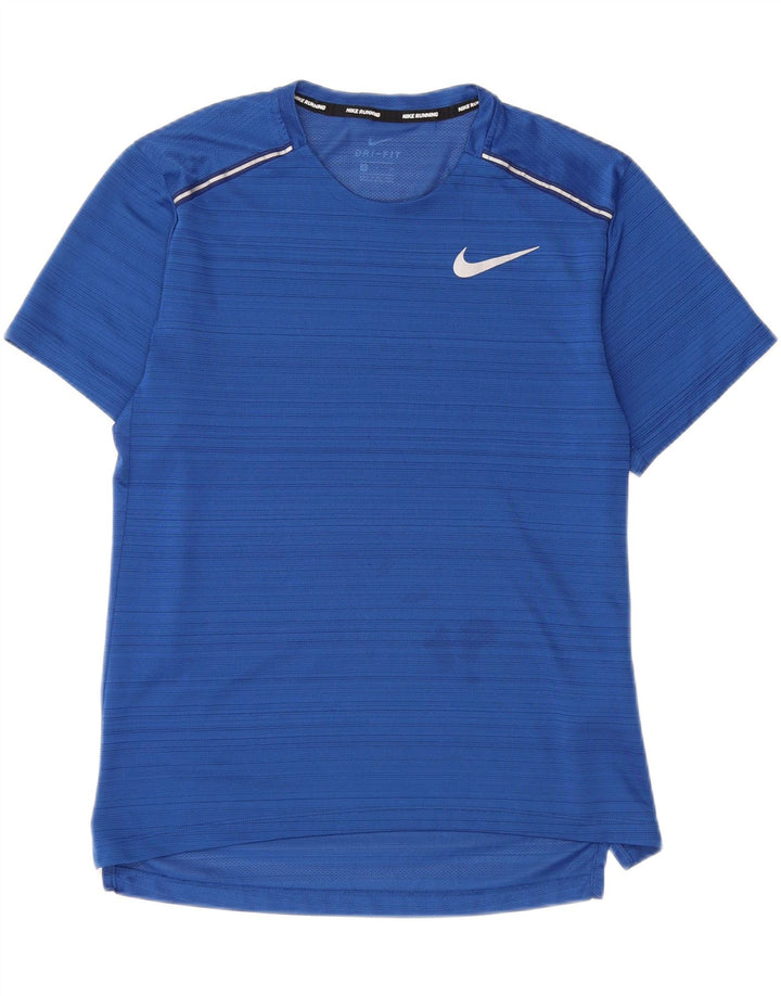 Nike Herren Dri Fit T-Shirt Top Kleines blaues Nadelstreifen-Polyester