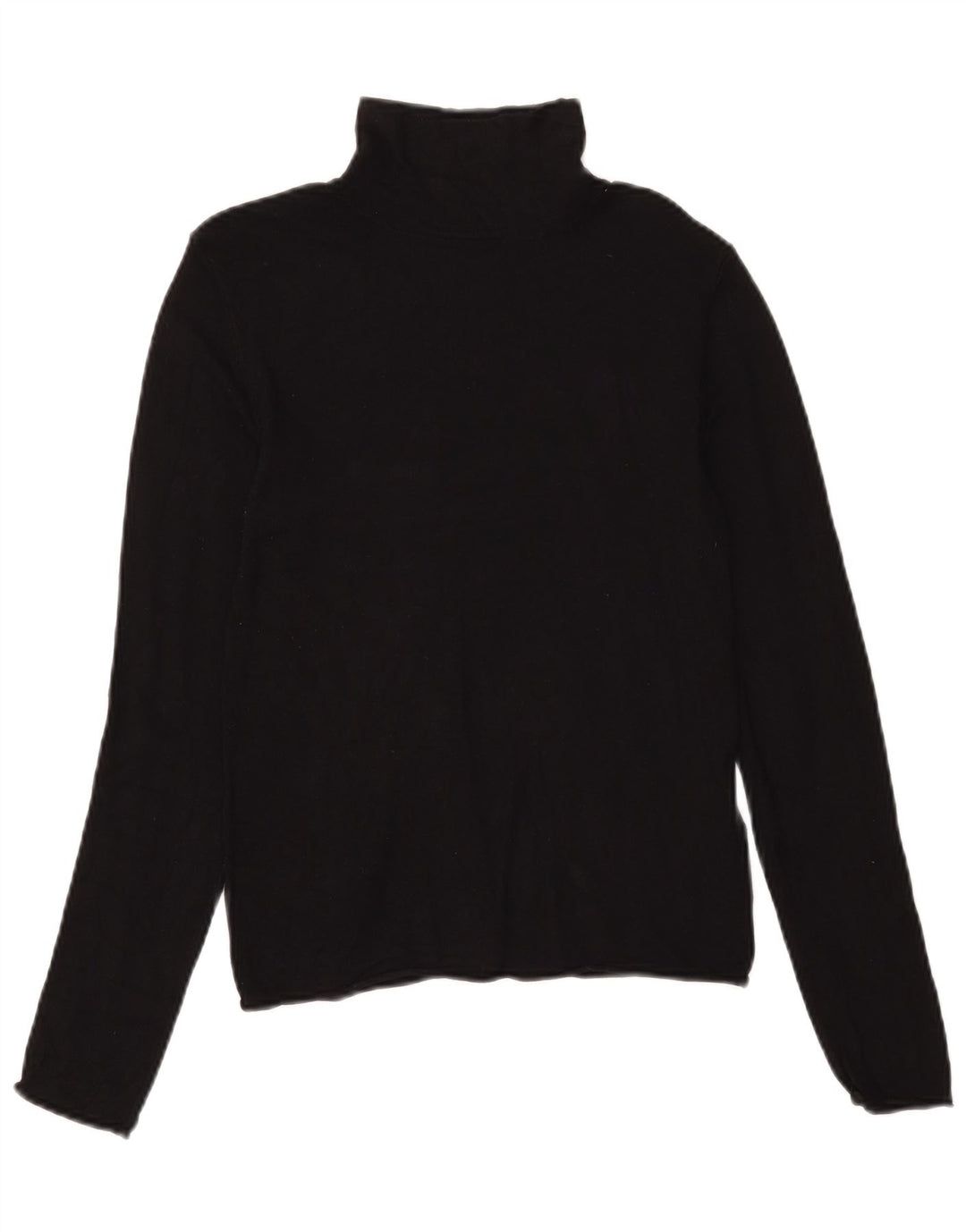 Zara Dame Roll Neck Top Langærmet UK 12 Medium Sort Viscose