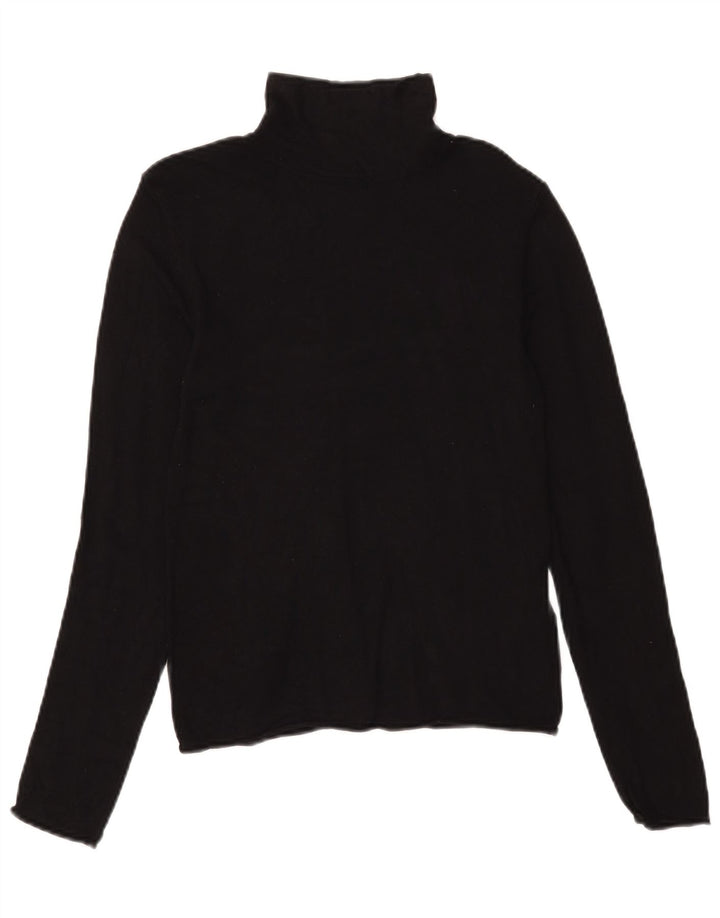Zara Dame Roll Neck Top Langærmet UK 12 Medium Sort Viscose