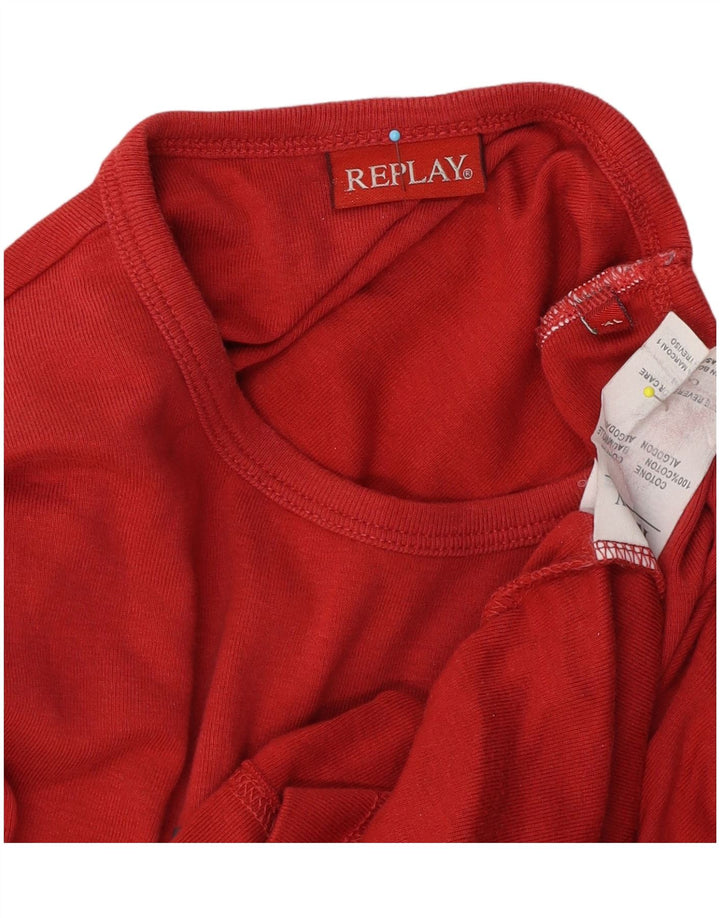 Replay Mens Graphic Top Long Sleeve XL Red Cotton