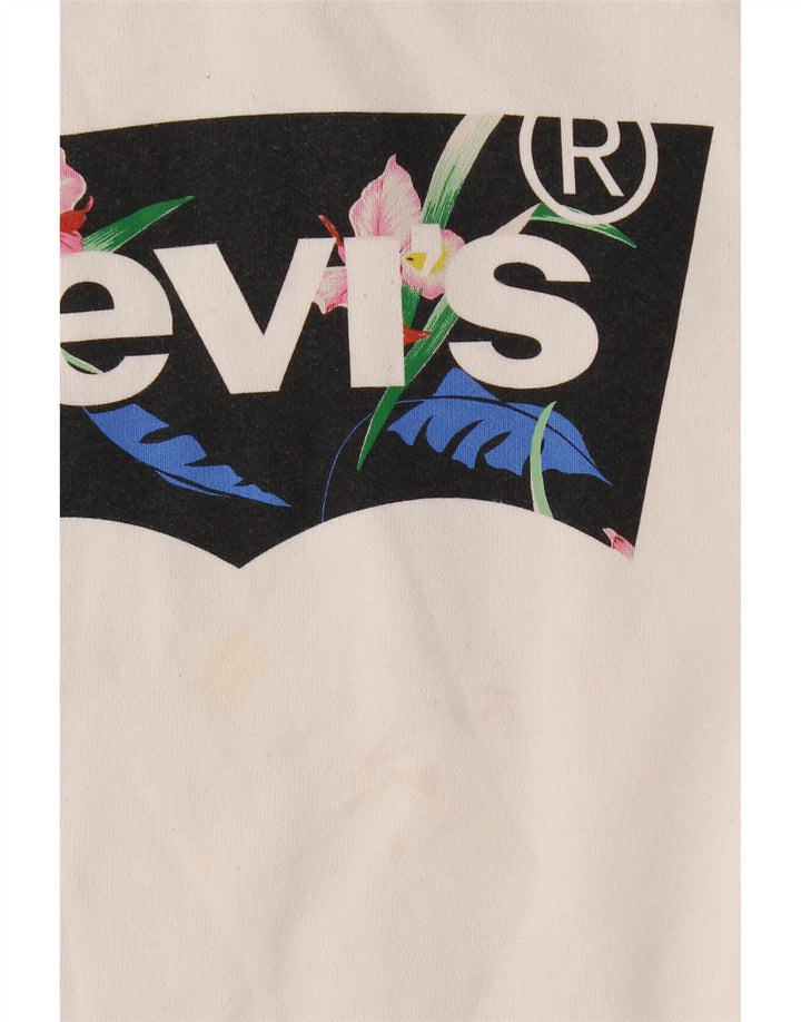 LEVI'S Grafisk hættetrøje til kvinder UK 16 Large White