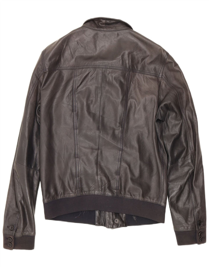 Chaqueta de cuero vintage para hombre IT 50 Medio Negro
