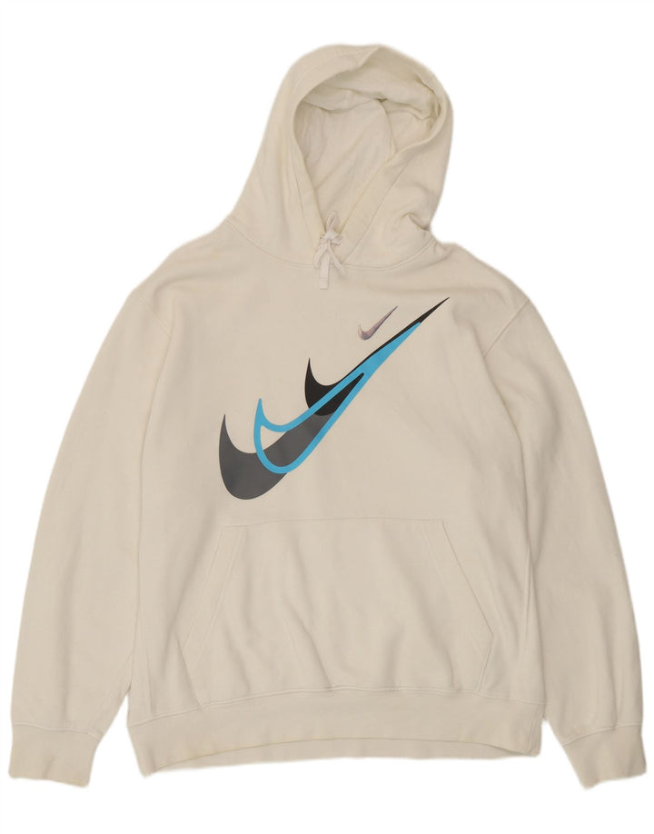 Nike Mens Graphic Hoodie Jumper Large White Cotton