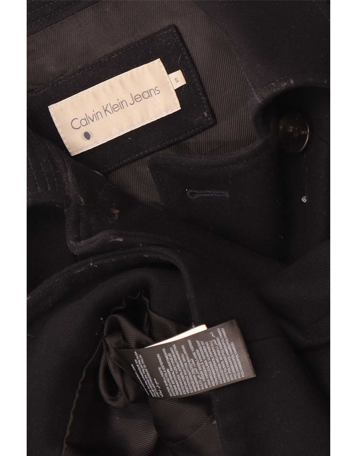 Calvin Klein Jeans Womens Oversized Pea Coat UK 10 Small Navy Blue Wool