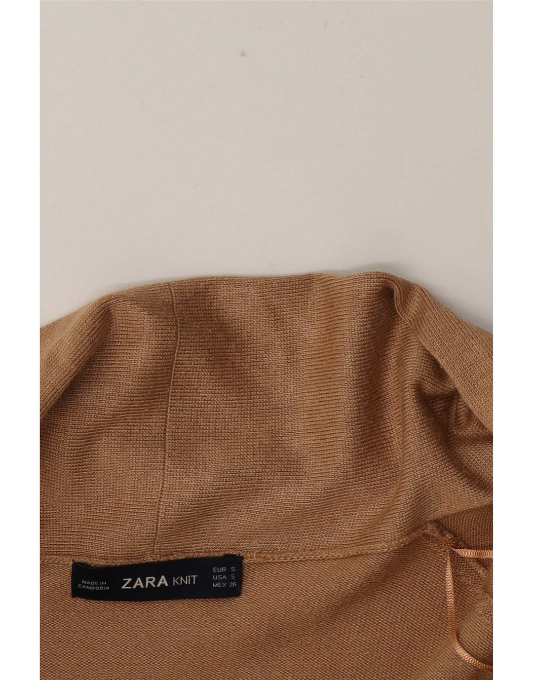 Zara Womens Longline Cardigan Sweater UK 10 Small Beige