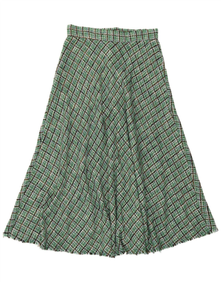 Gonna a trapezio a vita alta da donna Zara media W28 poliestere a quadri verde