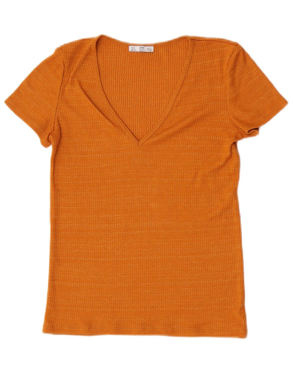 Zara Γυναικείο T-Shirt Top UK 10 Small Orange
