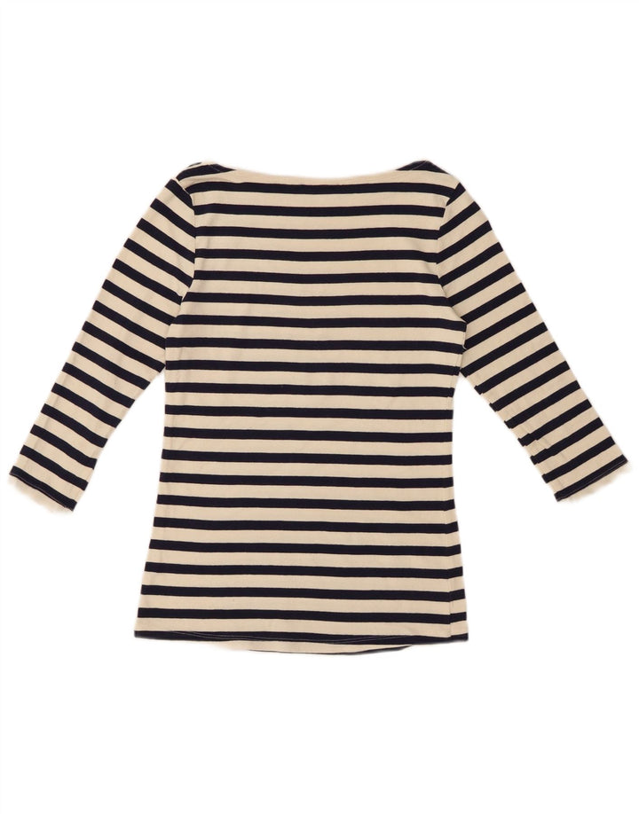 Zara Femme Top Manches 3/4 UK 12 Medium Noir Rayé