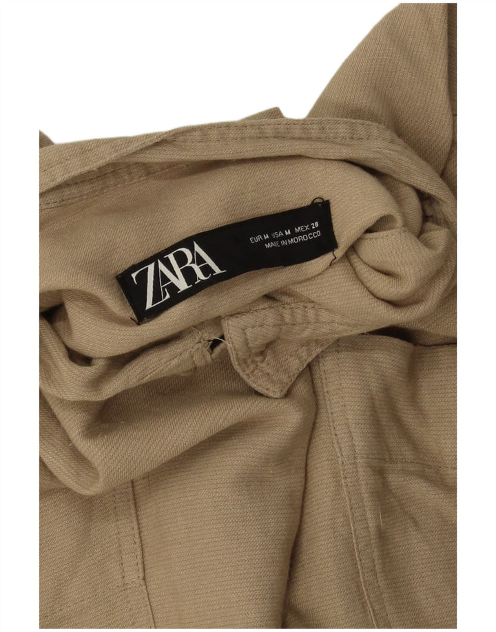 Zara Womens Oversized 3/4-ærmet bomberjakke UK 14 Medium Beige