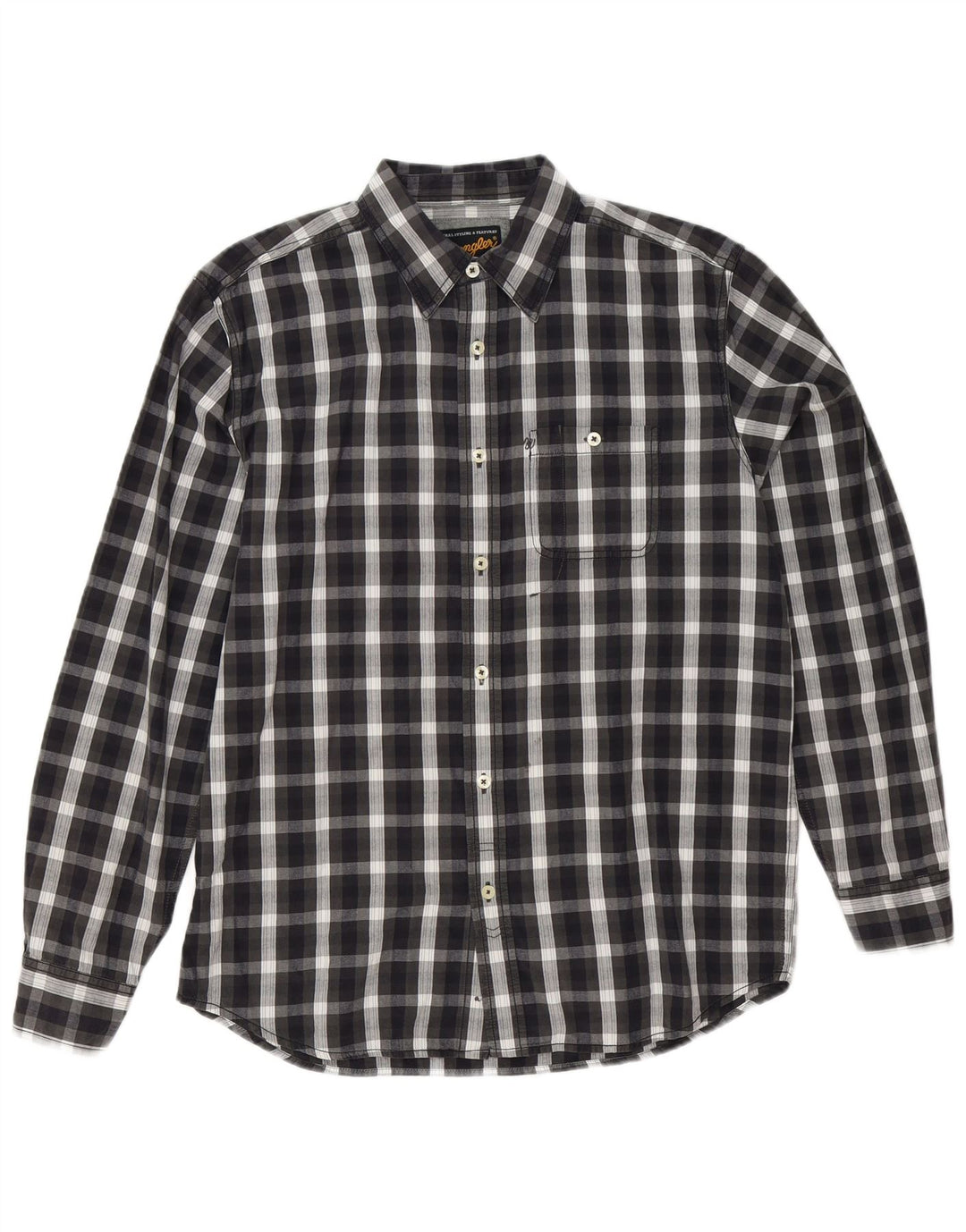 Wrangler herreskjorte medium sort ternet bomuld