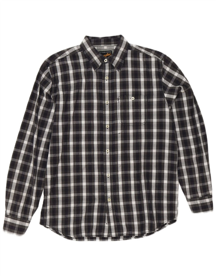 Wrangler herreskjorte medium sort ternet bomuld