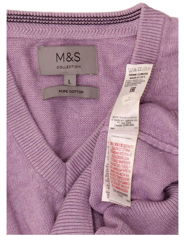 Marks & Spencer Herre V-hals sweater Stor lilla bomuld
