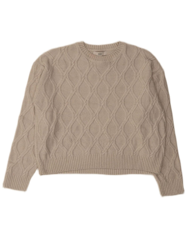 Marks & Spencer Dame Loose Fit Jumper Sweater med rund hals DK 14 Medium Beig