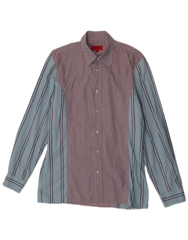 Hugo Boss Chemise en coton rayé bleu moyen
