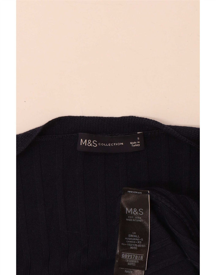 Marks & Spencer Womens Longline Cardigan Sweater UK 10 Small Navy Blue