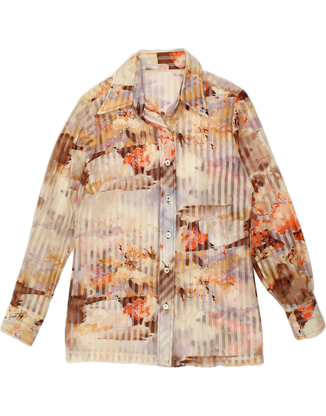 VINTAGE Womens See Through Shirt UK 10 Small Multicoloured Vintage Vintage and Second-Hand Vintage from Messina Hembry 