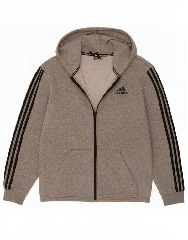 Adidas Herren-Kapuzenpullover mit Reißverschluss, mittelgrau gefleckte Baumwolle
