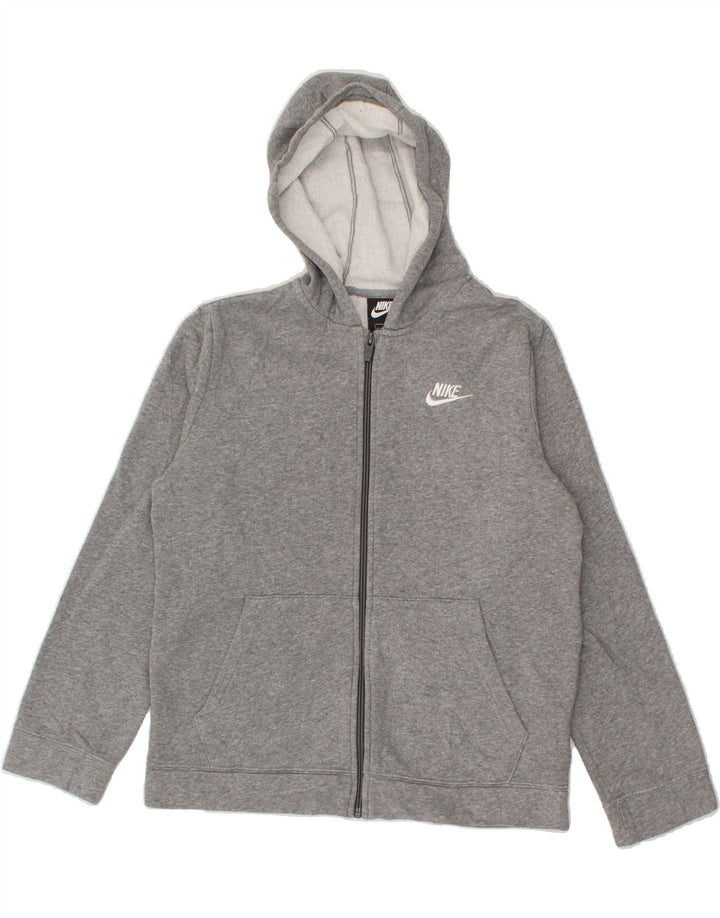 NIKE Boys Zip Hoodie Sweater 12-13 Years Large  Grey Cotton Vintage Nike and Second-Hand Nike from Messina Hembry 