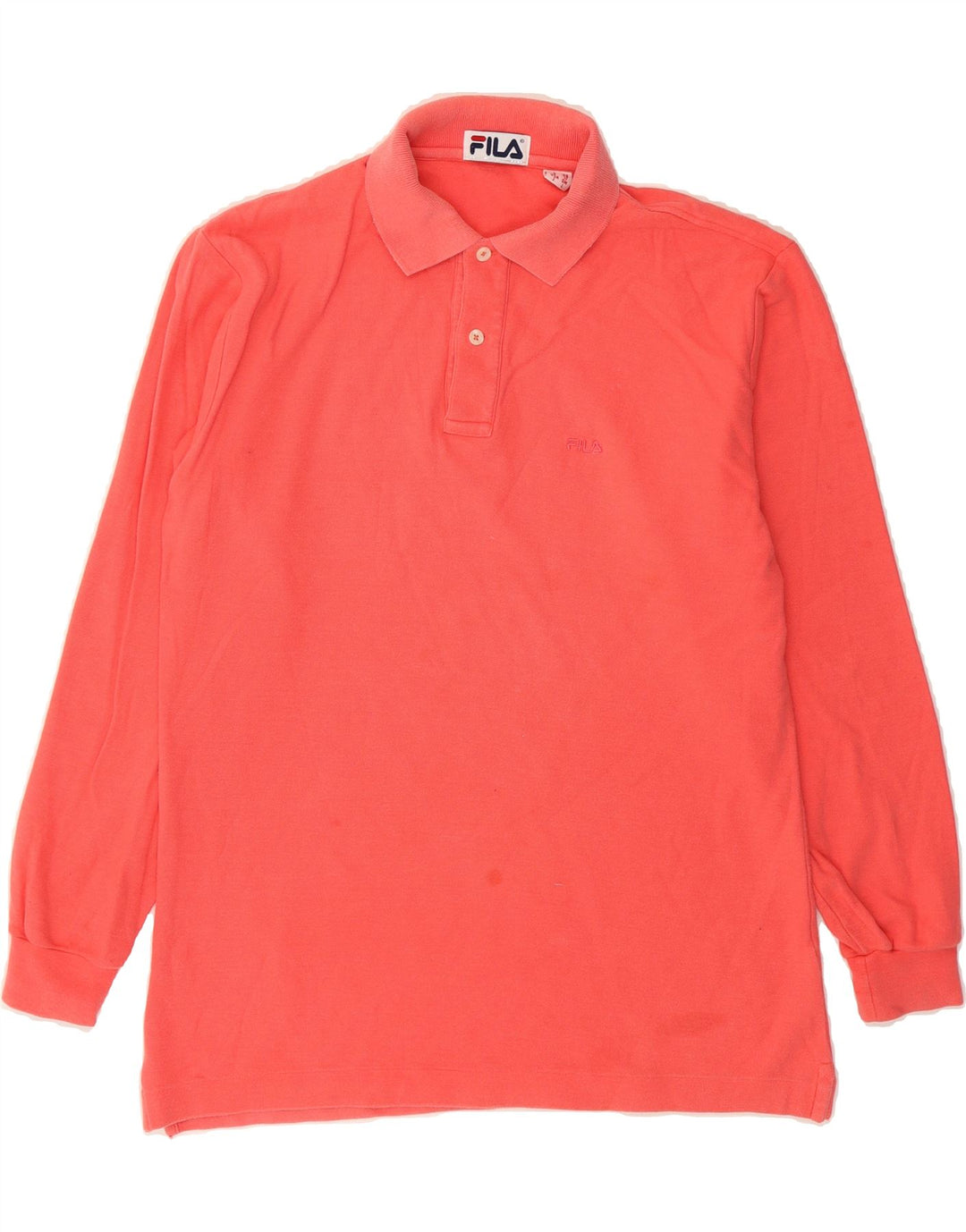 FILA Mens Long Sleeve Polo Shirt Large Red Cotton Vintage Fila and Second-Hand Fila from Messina Hembry 