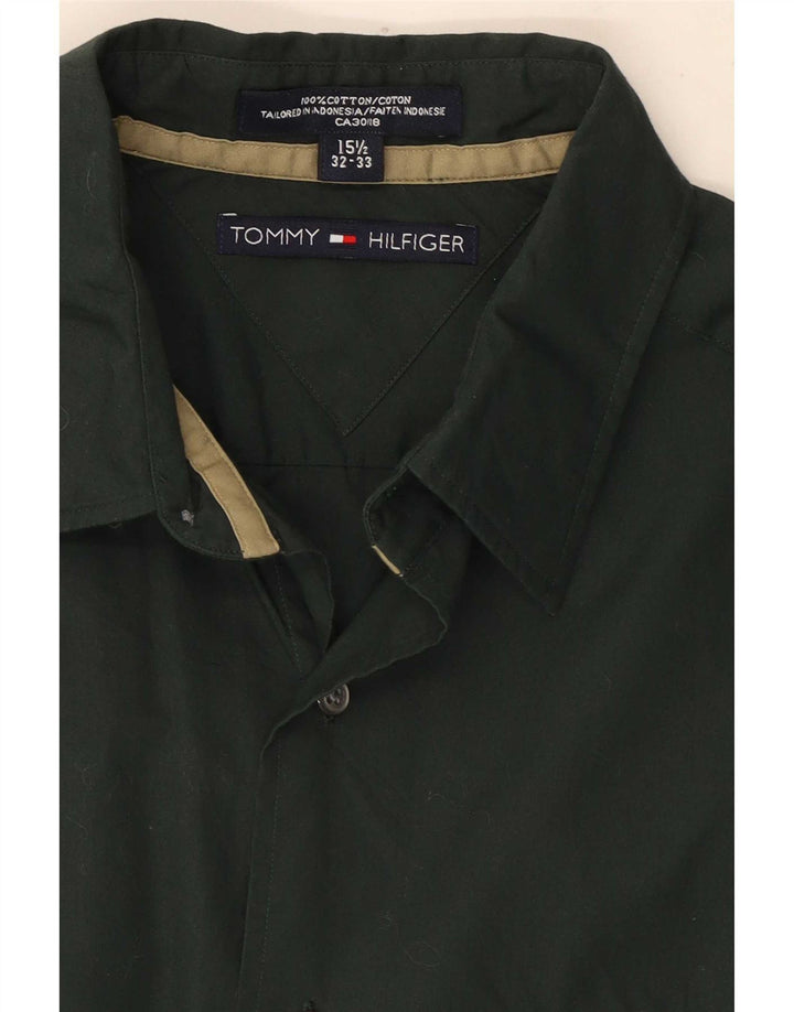 Camicia da uomo Tommy Hilfiger taglia 15 1/2 cotone verde medio