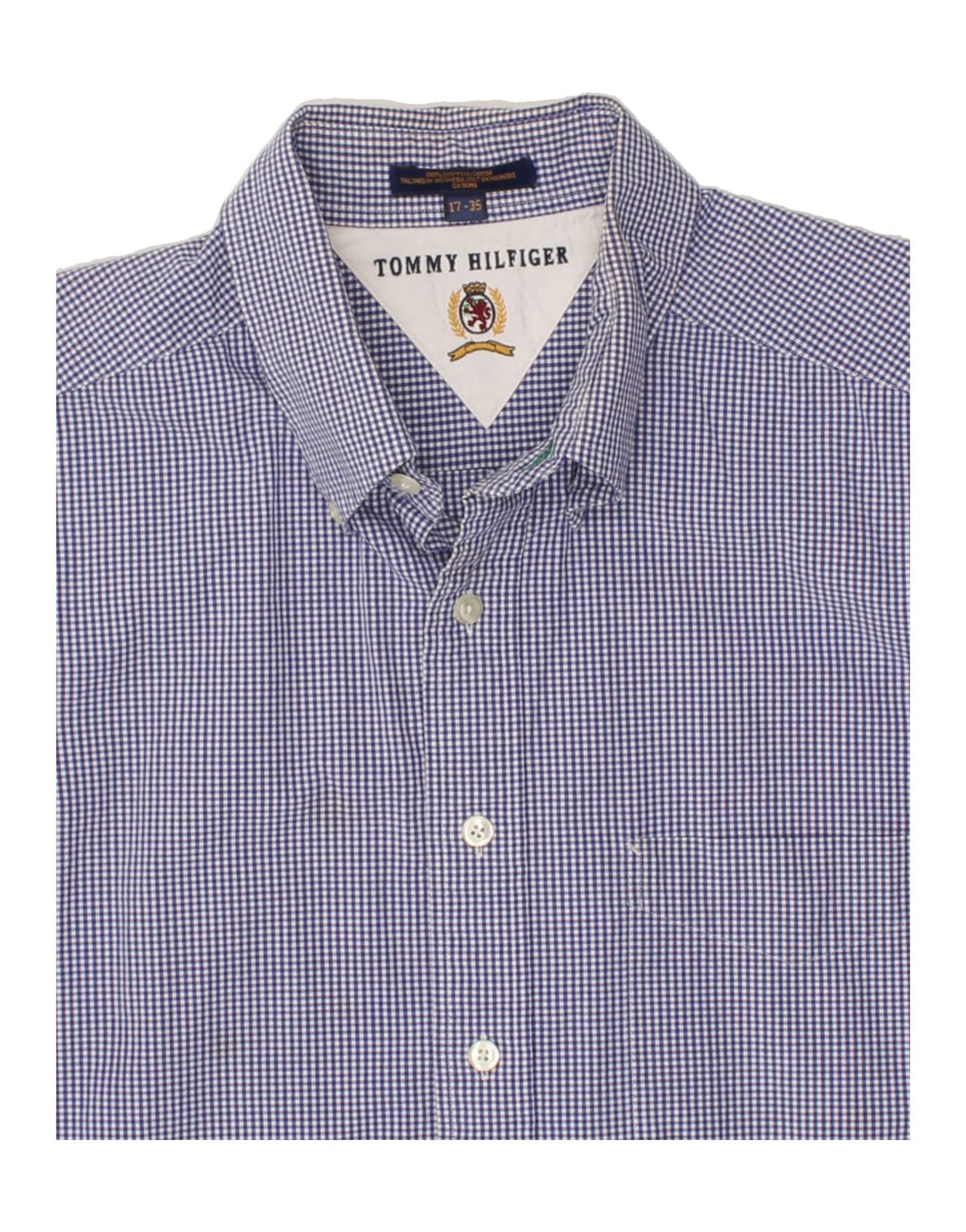 TOMMY HILFIGER Mens Shirt Size 17 XL Blue Check Cotton Vintage Tommy Hilfiger and Second-Hand Tommy Hilfiger from Messina Hembry 