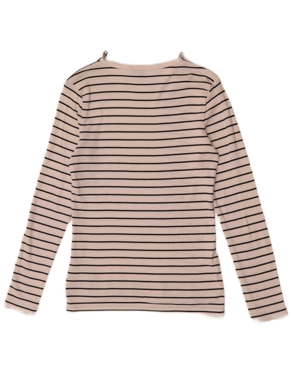 Top da donna Ralph Lauren a maniche lunghe UK 8 piccolo cotone a righe bianche