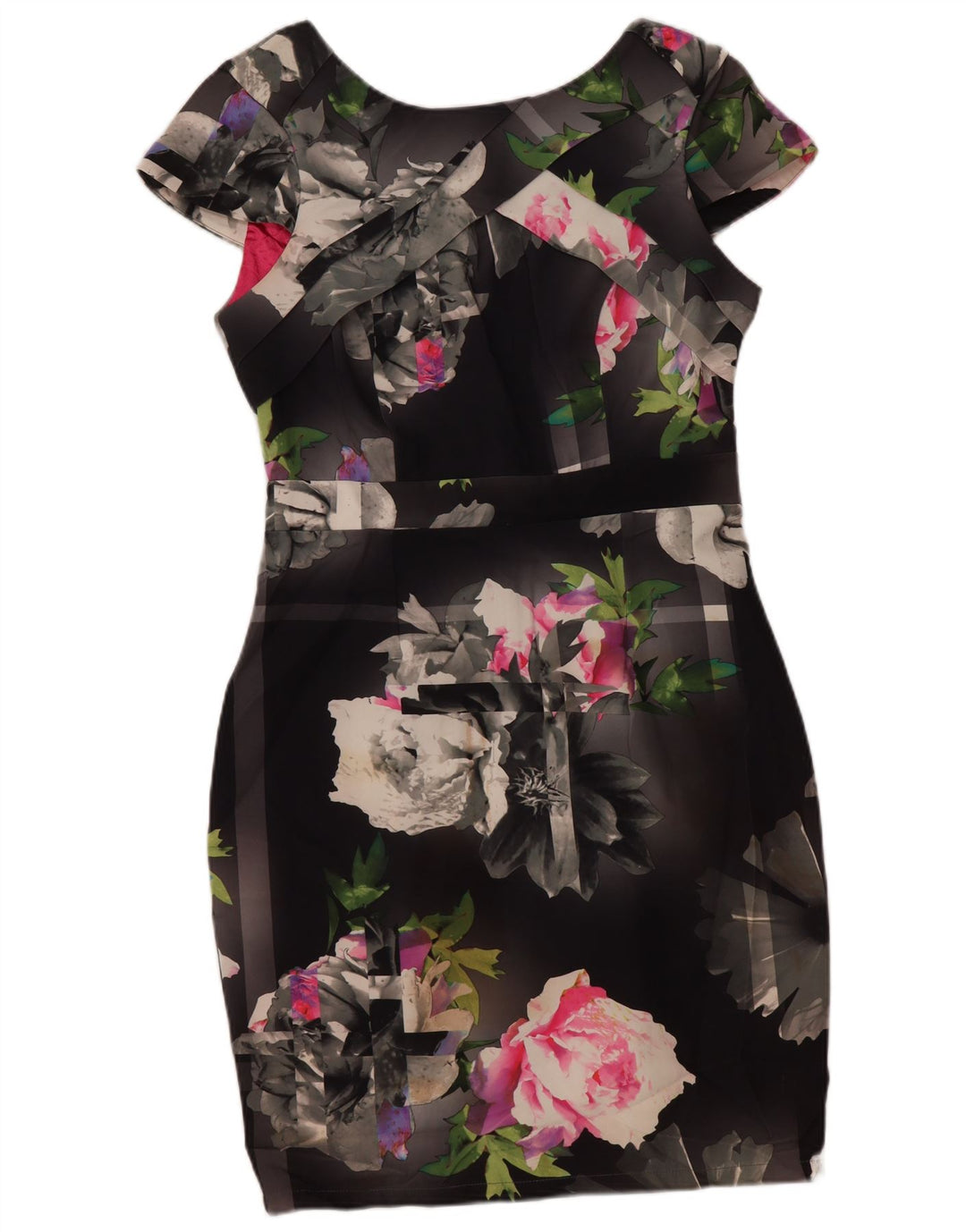 LIPSY Womens Sheath Dress UK 14 Medium Grey Floral Polyester