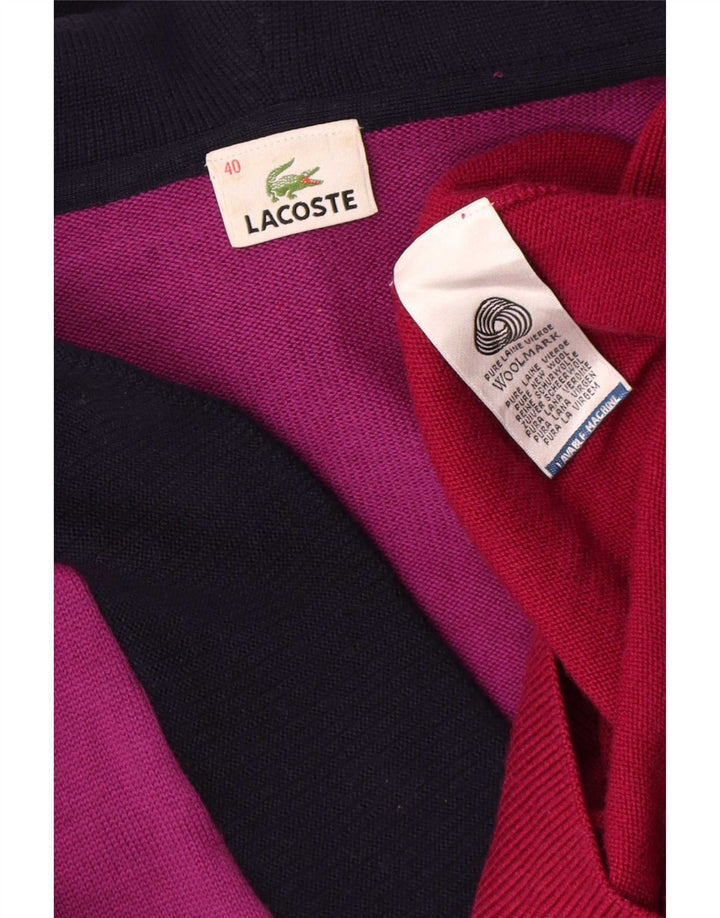 Pulover pentru femei Lacoste cu decolteu în V, mărime 40, mediu multicolor