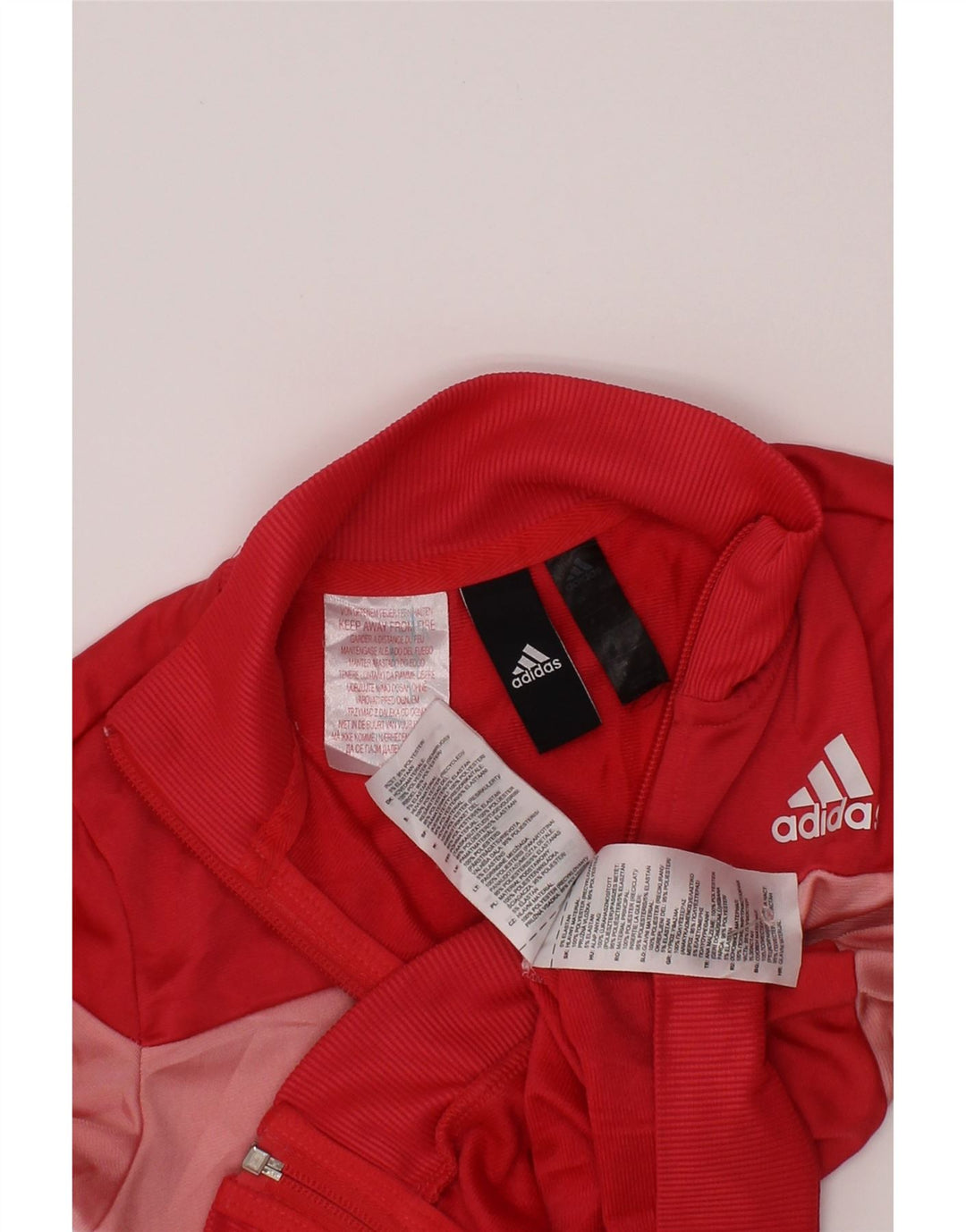Adidas Pige Træningsdragt Top Jakke 5-6 År Rød Colourblock Polyester