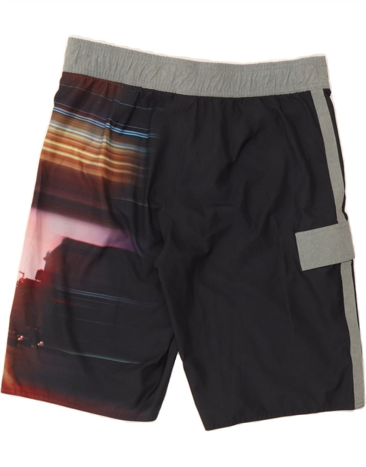 ADIDAS Mens Graphic Swimming Shorts Medium Black Striped Polyester Vintage Adidas and Second-Hand Adidas from Messina Hembry 