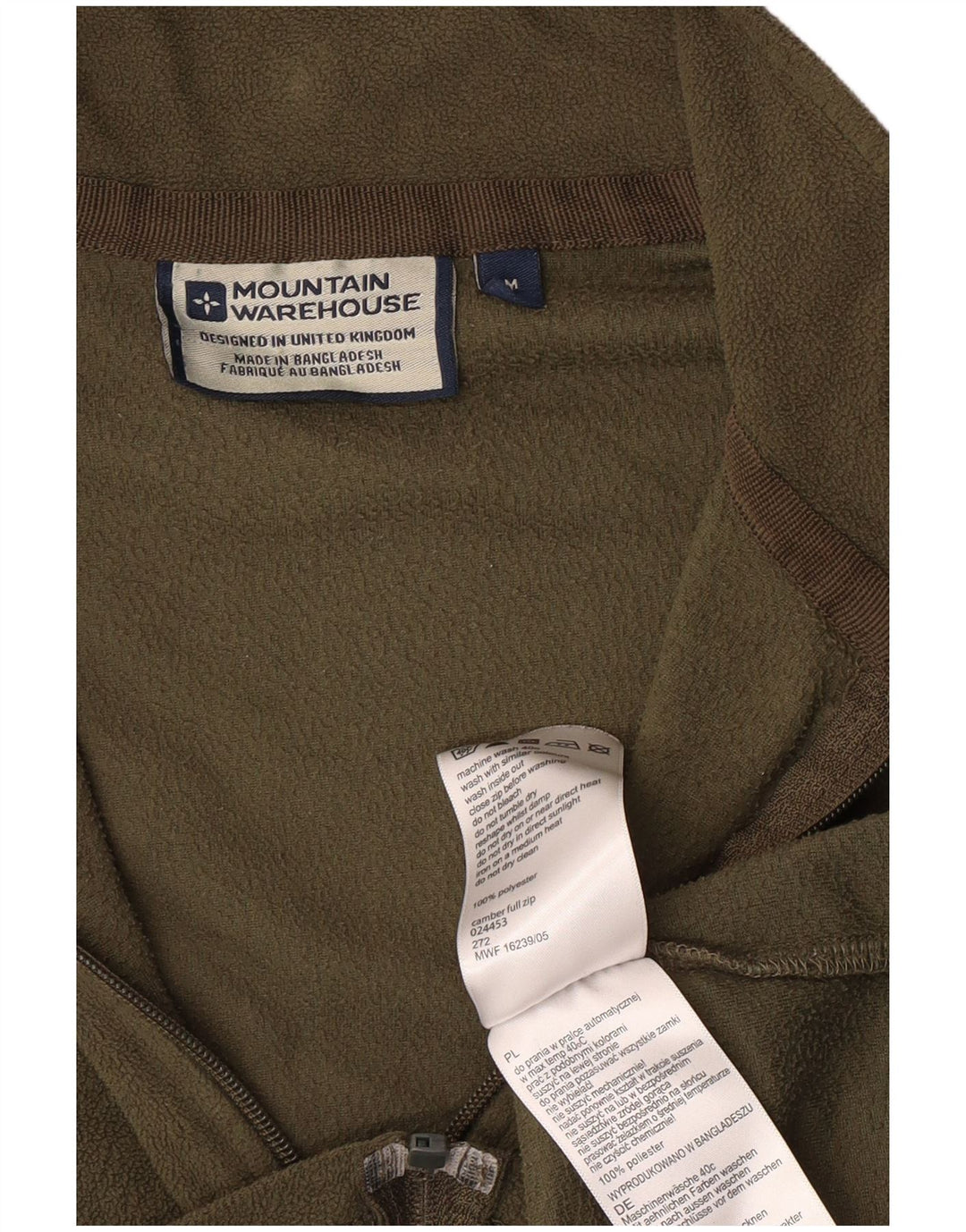 MOUNTAIN WAREHOUSE Mens Fleece Jacket UK 38 Medium Khaki Polyester