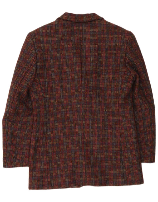 Jachetă vintage pentru femei cu 3 nasturi, blazer supradimensionat, UK 10 mic, burgundă