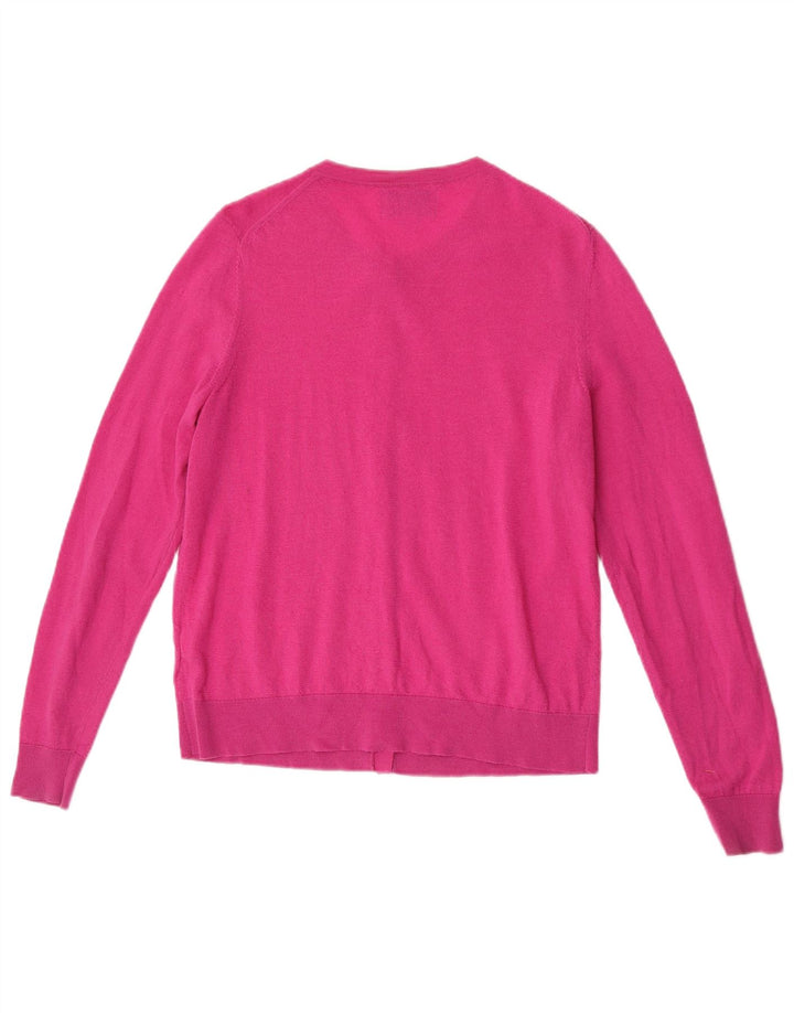 Marks & Spencer Womens Cardigan Sweater UK 12 Medium Pink Merino Wool