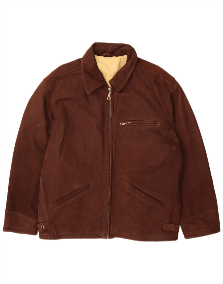 Vintage Mens Leather Jacket UK 40 Large Brown Leather