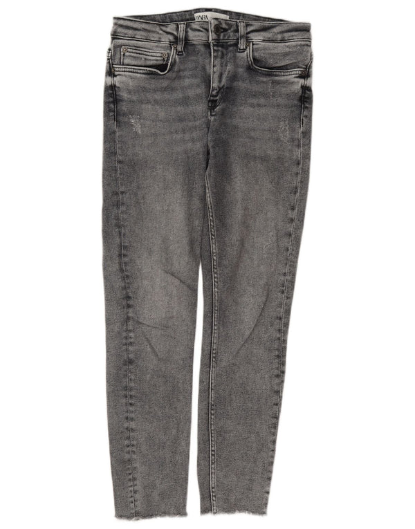 Zara Dame Slim Jeans EU 36 XS W26 L26 Grå Bomuld