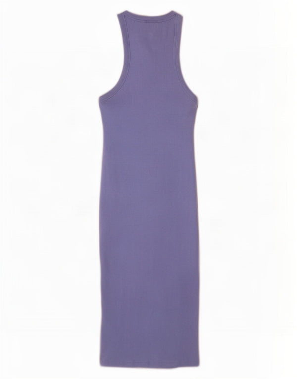 Zara Womens Sleeveless Bodycon Dress UK 10 Small Blue Cotton