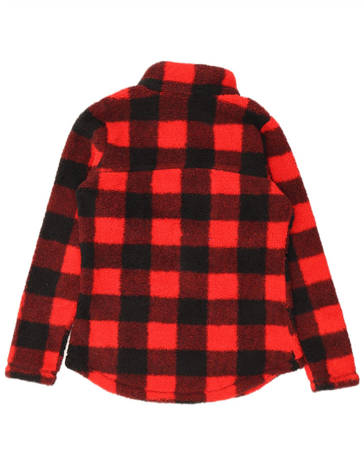 Columbia Womens Fleece Jacket UK 14 Medium Red Gingham Polyester