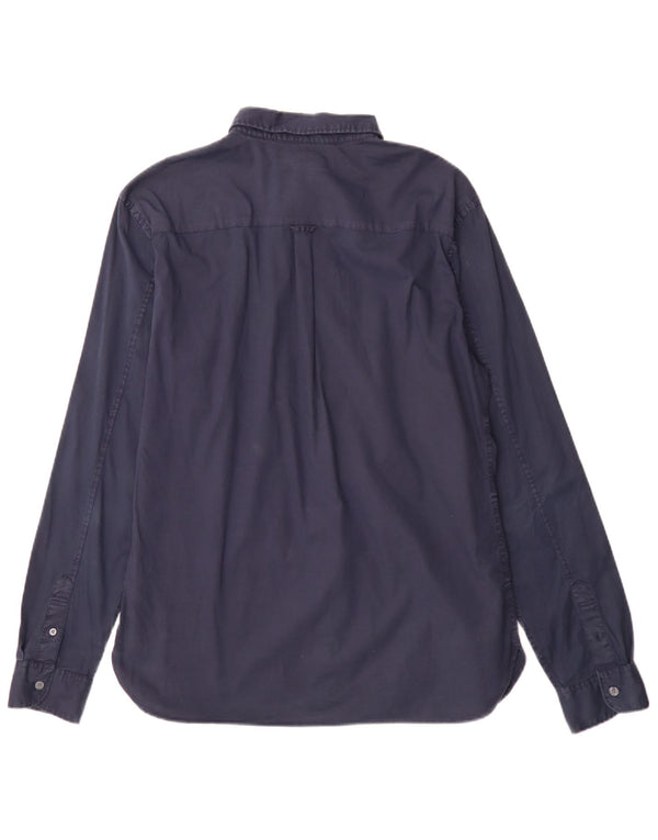Camisa masculina All Saints Regular Fit grande algodão azul marinho