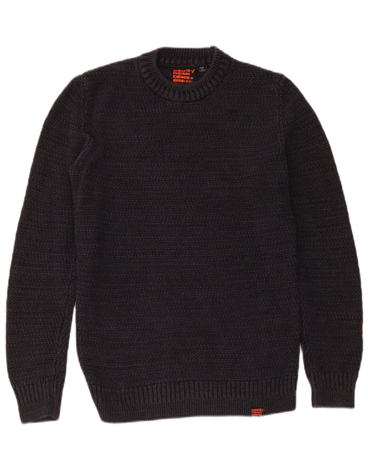 Superdry Mens Crew Neck Jumper Sweater Small Navy Blue Cotton