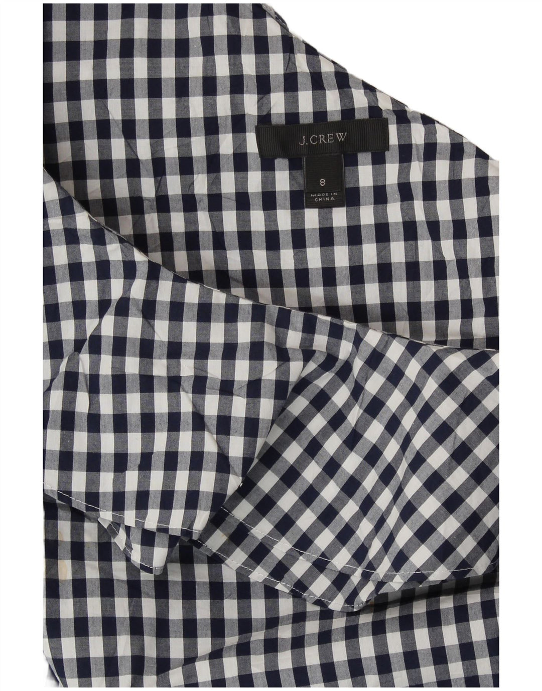 J. CREW Womens One Shoulder Top US 8 Medium Navy Blue Gingham Cotton