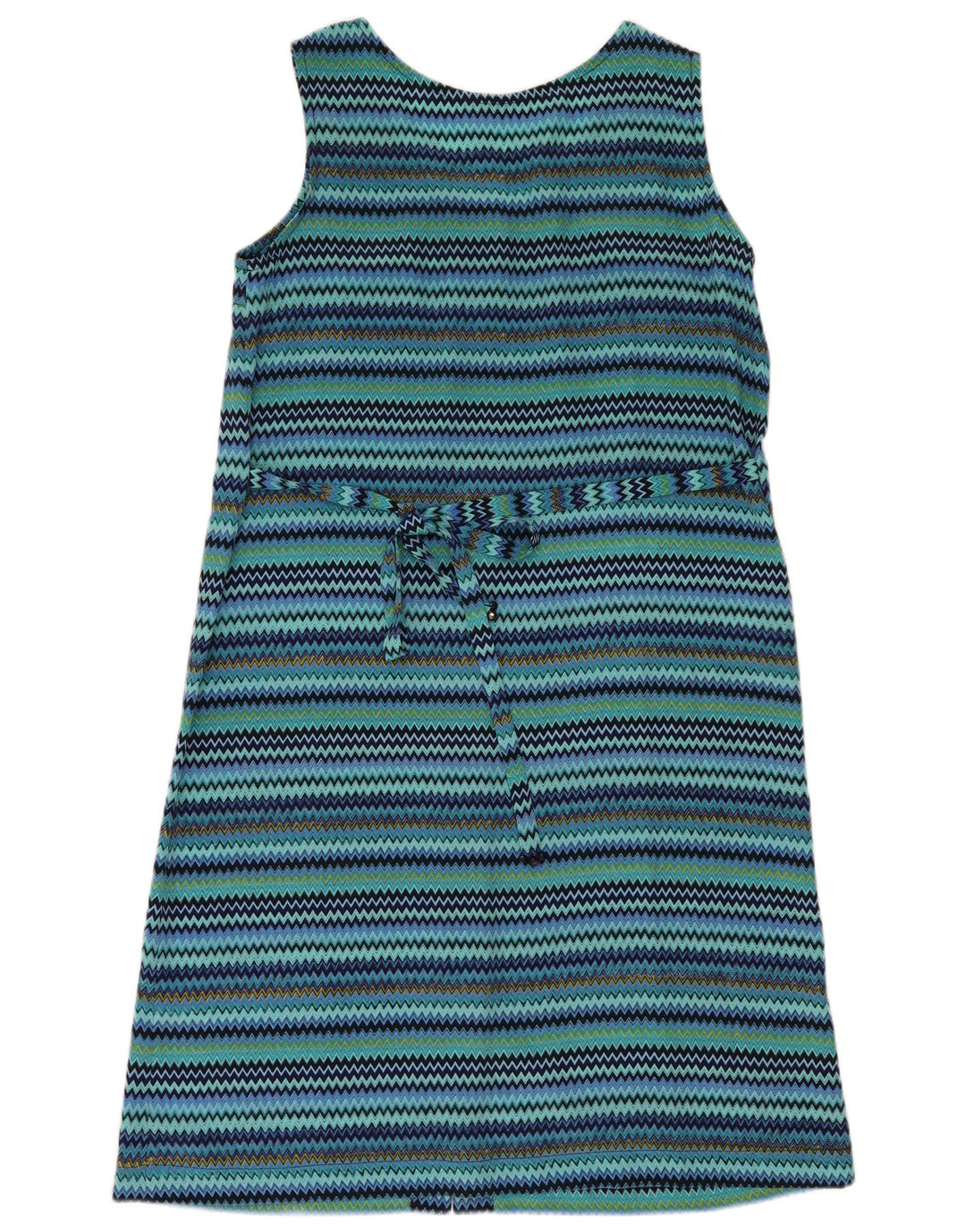 Vintage Womens Sleeveless Shift Dress UK 14 Medium Blue Striped