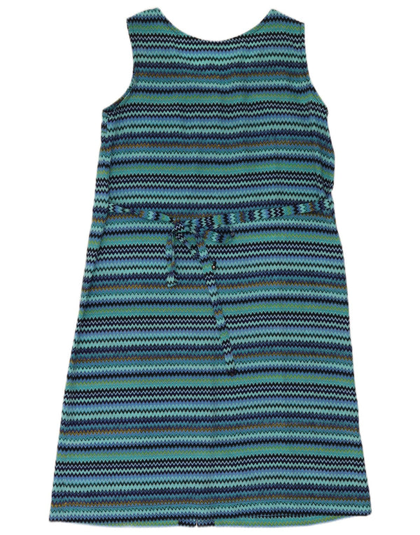 Vintage Womens Sleeveless Shift Dress UK 14 Medium Blue Striped
