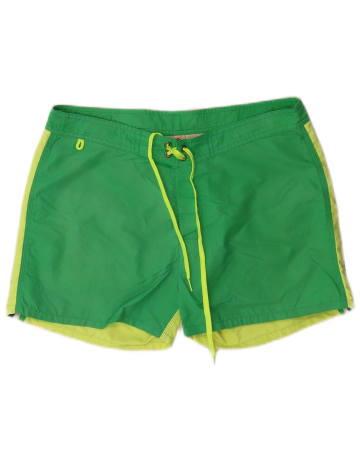 Sundek Mens Swimming Shorts Medium  Green Colourblock Nylon