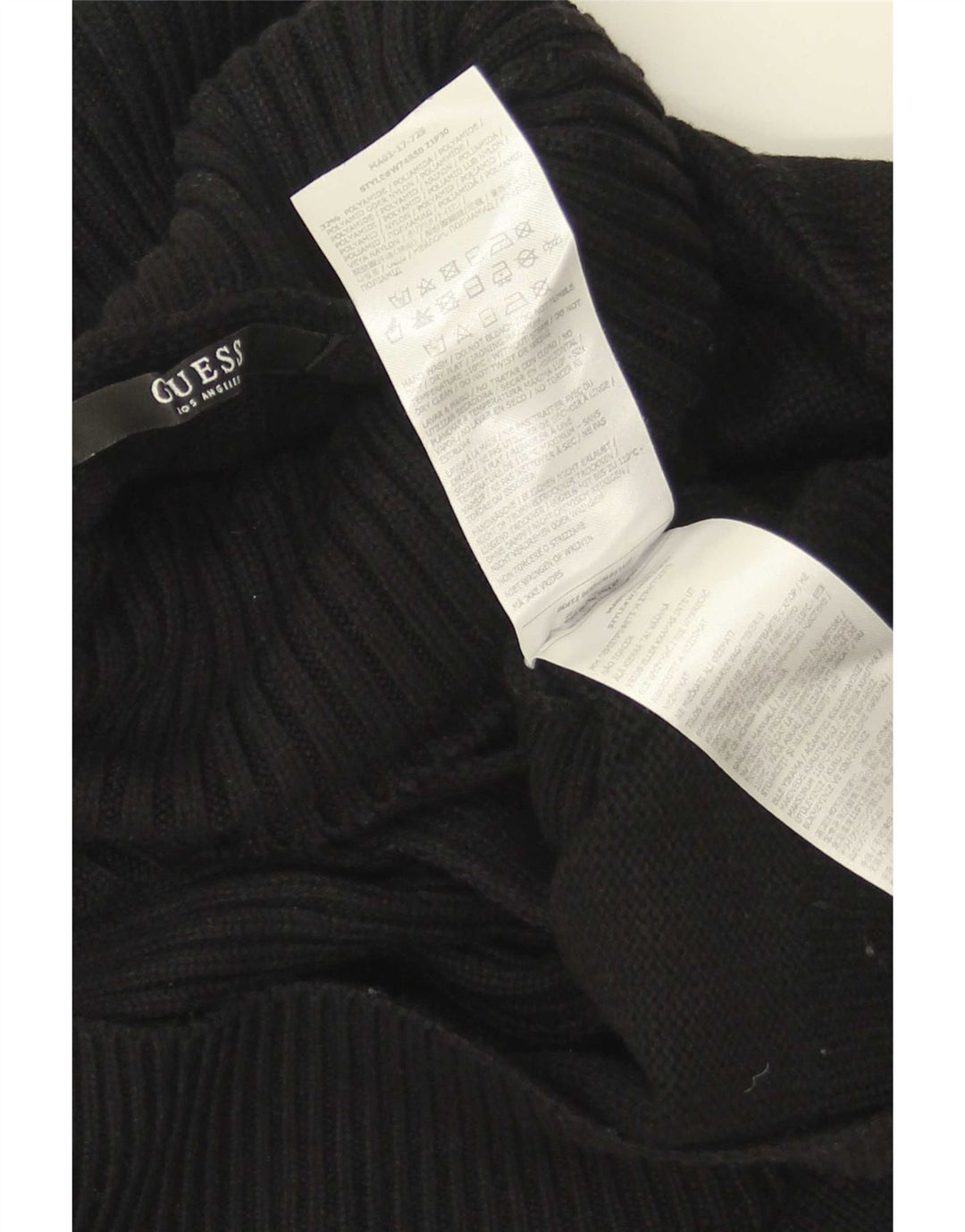 Guess Womens Crop Roll Neck Jumper Sweater UK 14 Medium Black Cotton