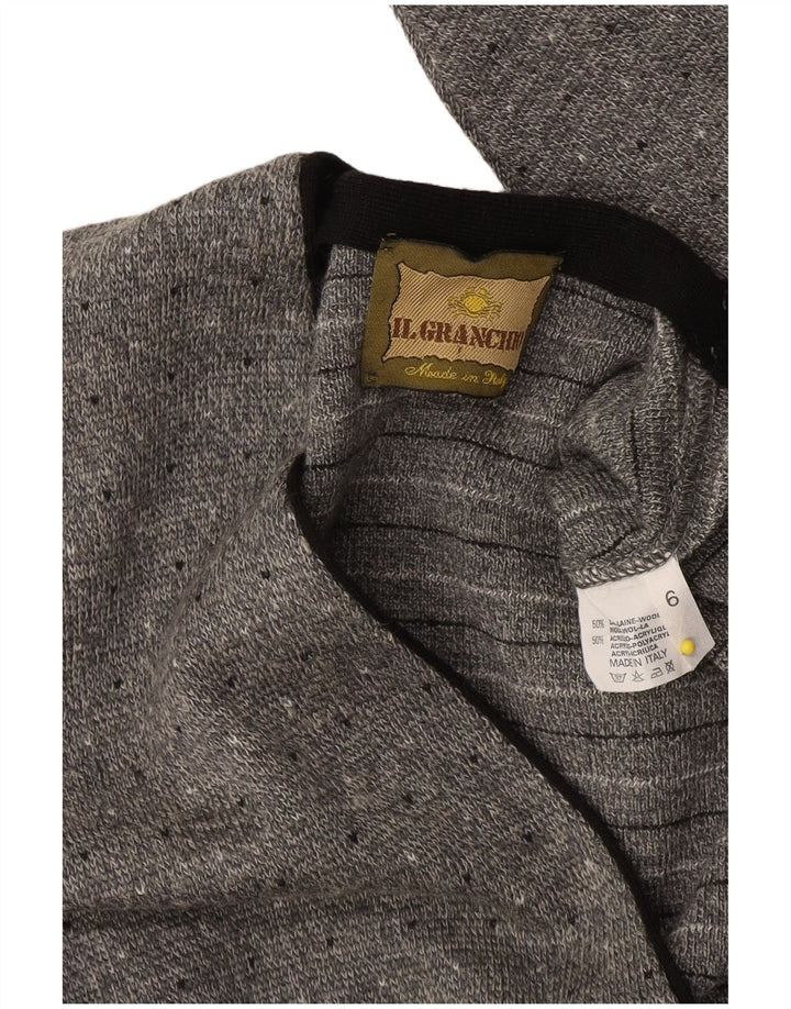 Il Granchio Mens Cardigan Sweater Medium Grey Flecked Wool