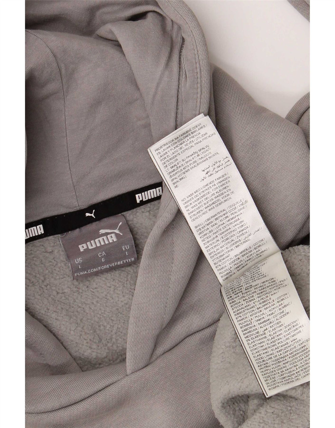 Felpa con cappuccio da uomo Puma Large in cotone grigio