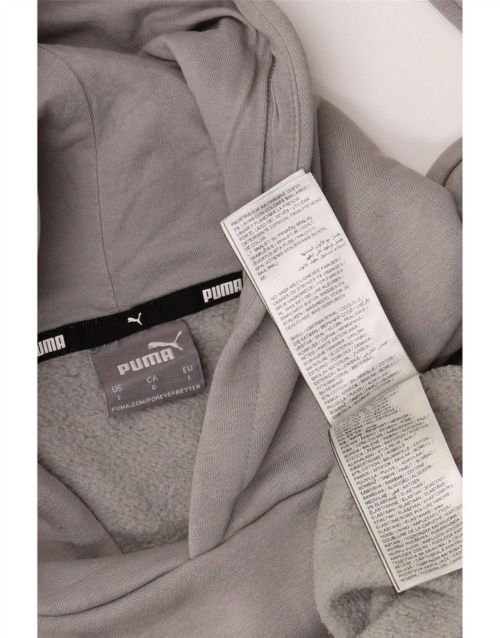 Felpa con cappuccio da uomo Puma Large in cotone grigio