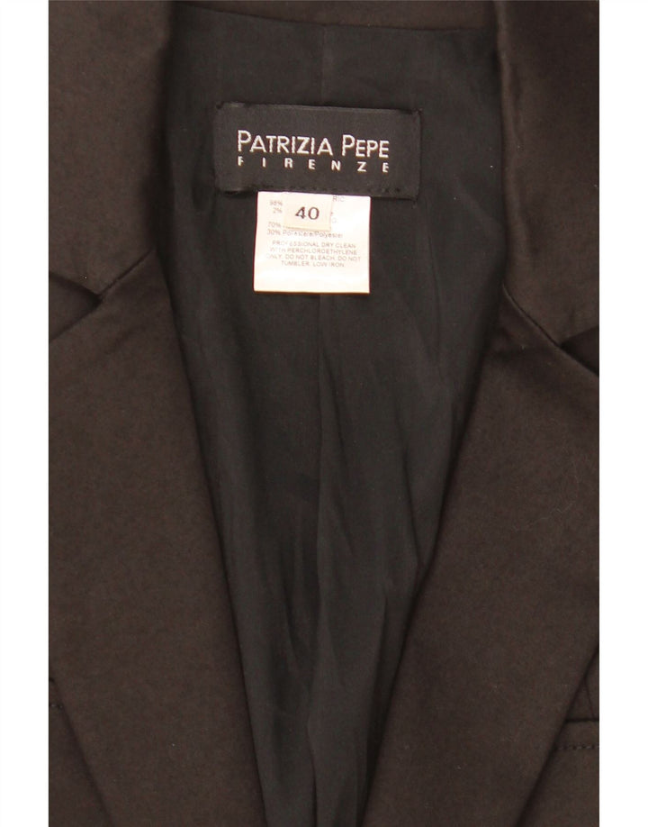 Patrizia Pepe Womens Crop 2 Button Blazer Jacket IT 40 Small Black